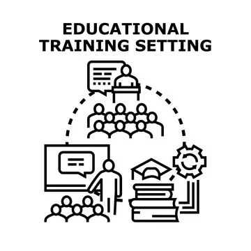 Educational training setting with students learning new skills Stock Illustration
