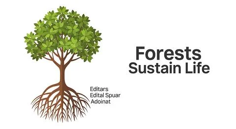 Educational tree diagram showing forest sustain life concept with green fol.. Stock Illustration