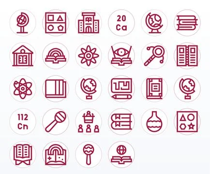 Educational Vector Icon Repository containing 28 Bold Line High Resolution .. Stock Illustration