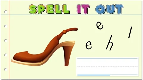 Educational video animation for children spelling word heel with cartoon hi.. Stock Footage 333811236
