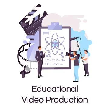 Educational video production flat concept icon Stock Illustration