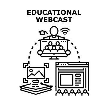 Educational webcast concept with online learning and video conference 스톡 일러스트