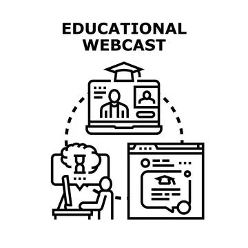 Educational webcast concept online studying and remote learning Stock Illustration