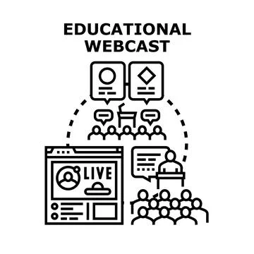 Educational webcast streaming live conference event 스톡 일러스트