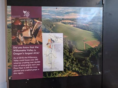 Educational winery display explaining the Willamette Valley AVA Stockfoto's