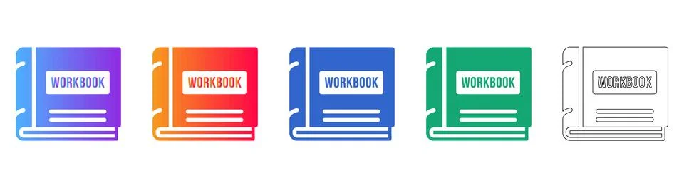Educational Workbook Icon Set for Learning Apps Stock Illustration