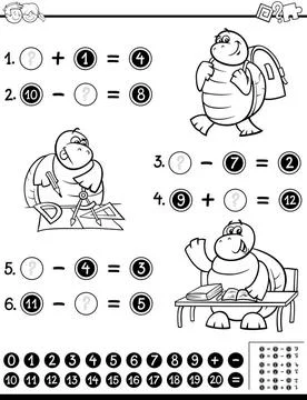 Educational worksheet coloring page Black and White Cartoon Illustration o... Stock Photos