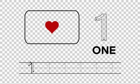 Educational worksheet illustration for learning number one Stock Illustration