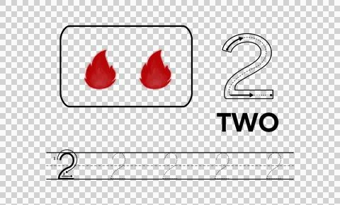 Educational worksheet for learning number two, early childhood 스톡 일러스트