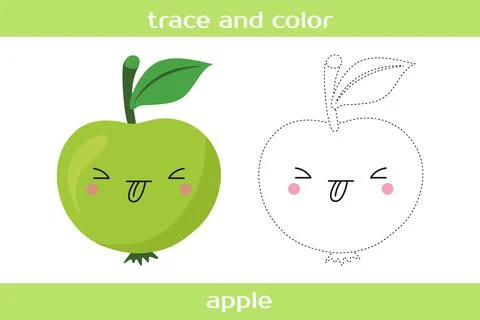 Educational worksheet Trace and color. Stock Illustration