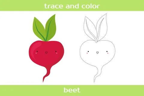 Educational worksheet Trace and color. Stock Illustration