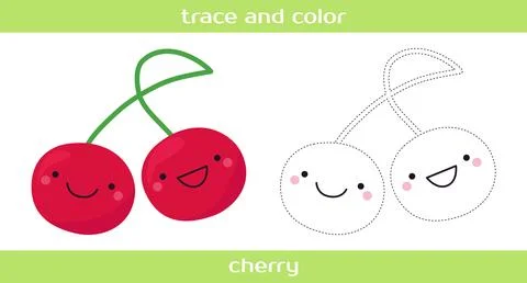 Educational worksheet Trace and color. Stock Illustration