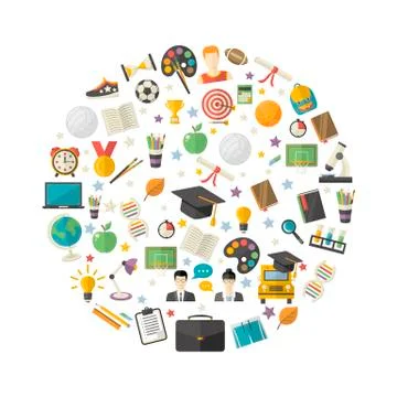 Education,knowledge icon set in circle Stock Illustration