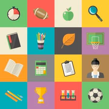 Education,knowledge icon set in flat style Stock Illustration