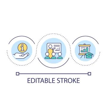 Educative seminar for employees loop concept icon Stock Illustration