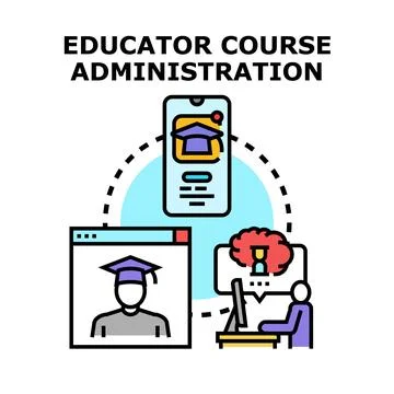 Educator course administration digital learning management process Illustrazione stock