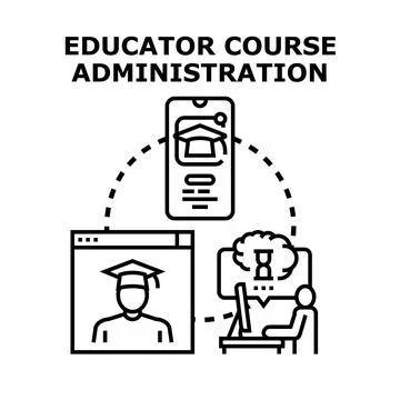 Educator course administration digital learning management process 스톡 일러스트