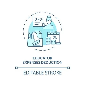 Educator expenses deduction soft blue concept icon Stock Illustration