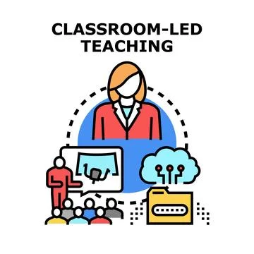 Educator leading digital classroom teaching and blended learning Stock Illustration