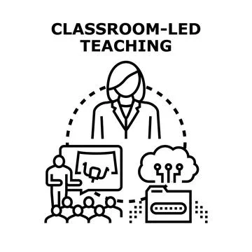 Educator leading digital classroom teaching and blended learning Stock Illustration