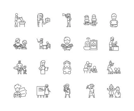 Educator line icons, signs, vector set, outline illustration concept Stock Illustration