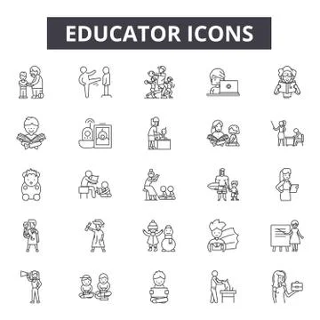 Educator line icons for web and mobile design. Editable stroke signs. Educator Stock Illustration