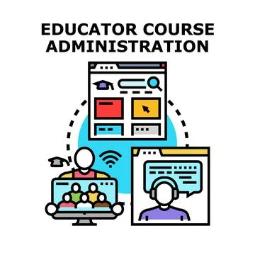 Educator managing online learning platform and student support イラスト素材