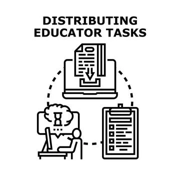 Educator managing tasks, delegating work, and planning curriculum Stock Illustration
