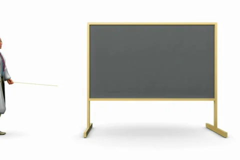 Educator pointing to Chalkboard NTSC Stockbeeldmateriaal 564307