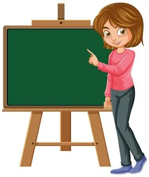 Educator Presenting on Blank Chalkboard Stock Illustration
