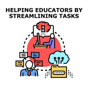 Educators streamlining tasks through digital management solutions Stock Illustration
