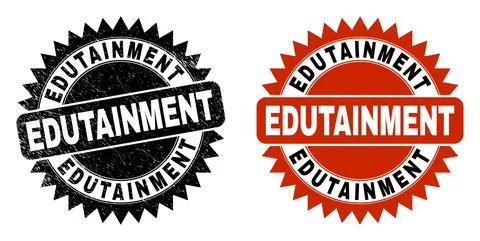 EDUTAINMENT Black Rosette Stamp with Unclean Texture Stock Illustration