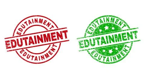 EDUTAINMENT Round Stamp Seals with Corroded Texture Stock Illustration
