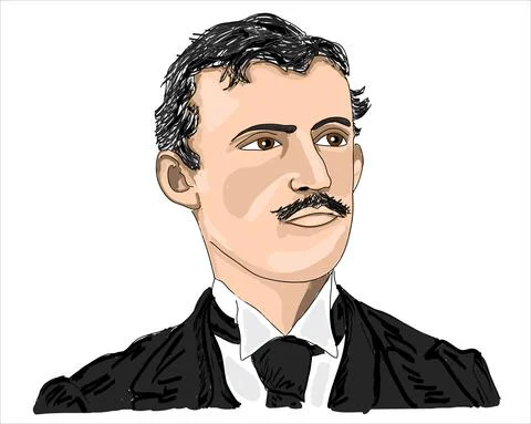 Edvard Munch portrait vector cartoon Stock Illustration