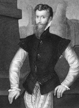Edward Courtenay, 1st Earl of Devon (1527-1556) on engraving from 1838. The only 스톡 일러스트