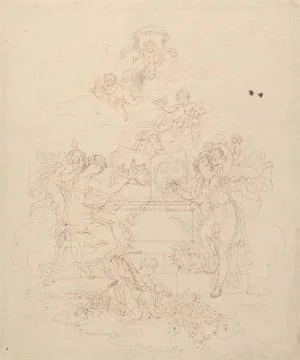 Edward Francis Burney, 1760 1848, British, Allegory of Painting and Litera... Stock Photos