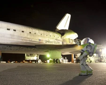 EDWARDS AIR FORCE BASE, Calif. Disneys space ranger Buzz Lightyear return.. Stock Photos