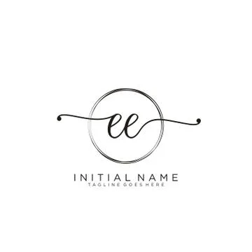 EE Initial handwriting logo with circle template vector イラスト素材