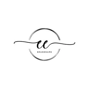 EE Initial handwriting logo with circle template vector イラスト素材