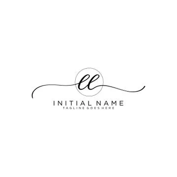 EE Initial handwriting logo with circle template vector イラスト素材