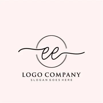 EE Initial handwriting logo design イラスト素材