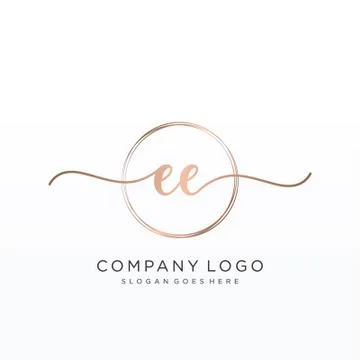 EE Initial handwriting logo design イラスト素材