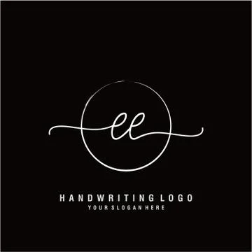EE Initial handwriting logo design イラスト素材