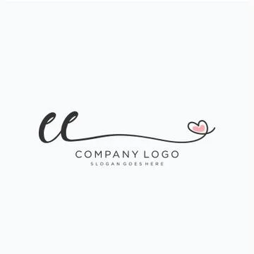 EE Initial handwriting logo design イラスト素材