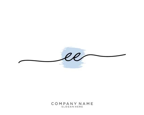 EE Initial handwriting logo design イラスト素材