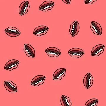 Ee letter mouth animate vector seamless pattern Illustrazione stock