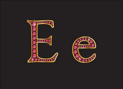Ee Ruby Jeweled Font with Gold Channels Stock Illustration