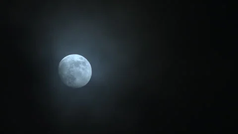 Eeerie Full Moon On Cloudy Cold Night Stock Footage 284867105