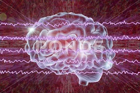 EEG Electroencephalogram, brain wave in awake state with mental activity Stock Illustration