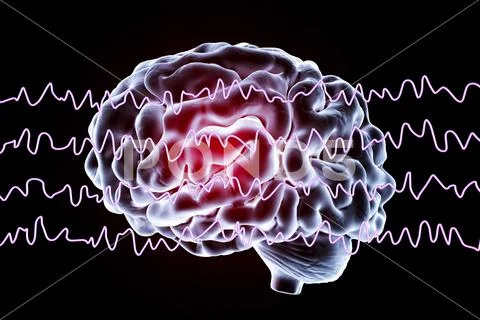 EEG Electroencephalogram, brain wave in awake state during rest Stock Illustration